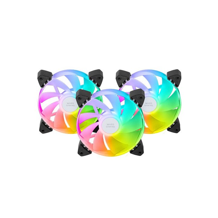 Kit 3xventilador Interno Argb Mars Gaming Mf-3ar Kit Negro 12x12cm Argb Rainbow Aspas Invertidas
