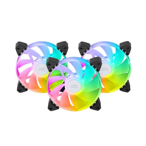 Kit 3xventilador Interno Argb Mars Gaming Mf-3ar Kit Negro 12x12cm Argb Rainbow Aspas Invertidas