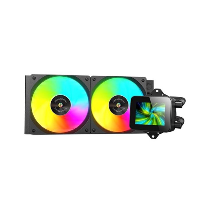 Sistema De Refrigeracion Liquida Mars Gaming Mlvision240 Negro 2x120mm Argb Tpd 500w Pantalla Lcd  Para Procesadores Intel Y 