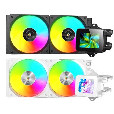 Sistema De Refrigeracion Liquida Mars Gaming Mlvision240w Blanco 2x120mm Argb Tpd 500w Pantalla Lcd  Para Procesadores Intel 