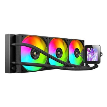Sistema De Refrigeracion Liquida Mars Gaming Mlvision360 Negro 3x120mm Argb Tpd 500w Pantalla Lcd  Para Procesadores Intel Y 