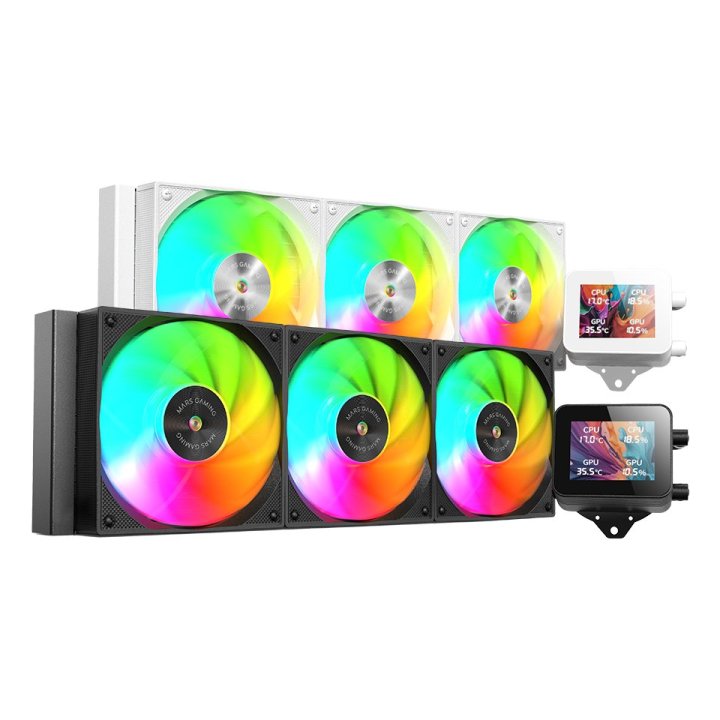 Sistema De Refrigeracion Liquida Mars Gaming Mlvision360 Negro 3x120mm Argb Tpd 500w Pantalla Lcd  Para Procesadores Intel Y 