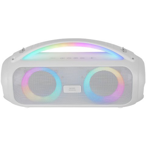 Altavoz Bluetooth Portable Mars Gaming Mspulsew Blanco 50w Ultrabass Rgb Bat. 8h Bt Usb Aux Fm Microsd