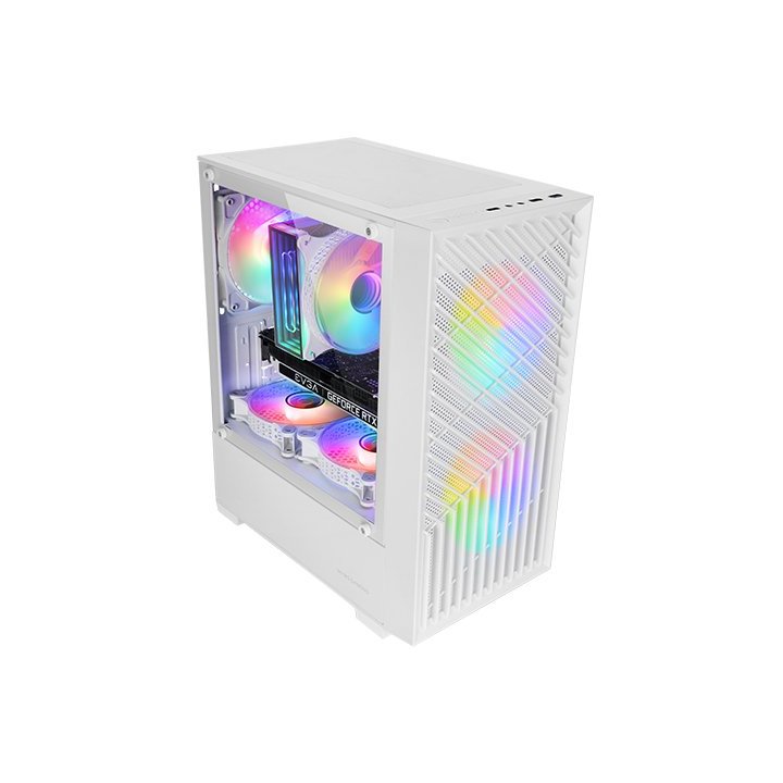Caja Microatx Gaming Mars Gaming Mcvortexw Cristal Templado Frontal Mesh Gpu 273mm 1x3.5 2x2.5 Blanco Frgb