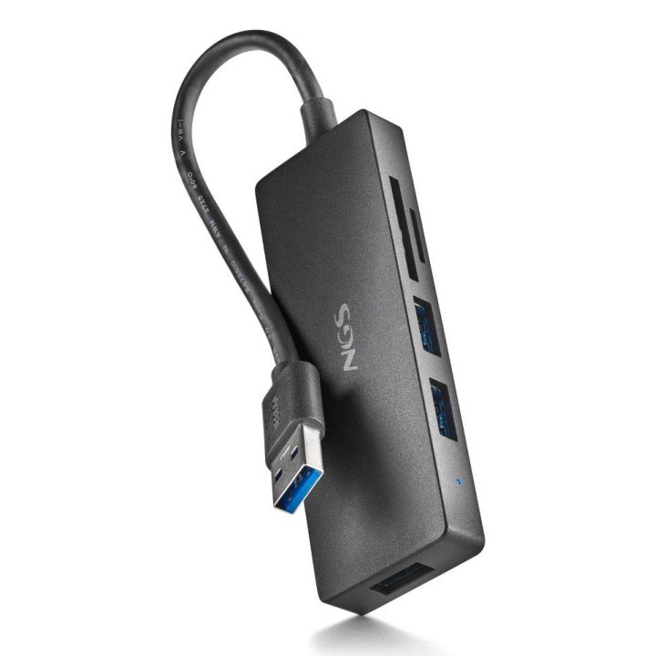Hub  Usb 3.0 Ngs Ihubreader  Con Lector De Tarjeta Sd Y Micro Sd Y 3 Puertos Usb 3,0 Cable 190mm