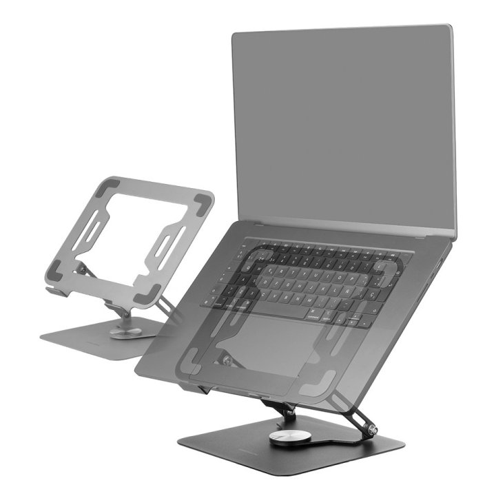 Soporte De Portatil Mars Gaming Marsn  Hasta 17" Giratorio Plegable De Acero Negro