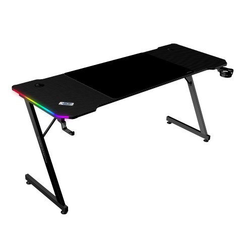 Mesa Mars Gaming Mgdx160rgb Chasis Acero 160x60x75 Fibra De Carbono Rgb Mando Gestion Cables Negro