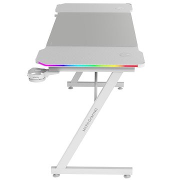 Mesa Mars Gaming Mgdx140rgbw Chasis Acero 140x60x75 Fibra De Carbono Rgb Mando Gestion Cables Blanco