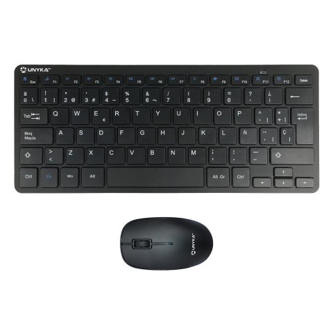 Teclado Y Mouse Unykach Wireless Mk288 Pro Nano Compacto 1200dpi 2.4g Negro