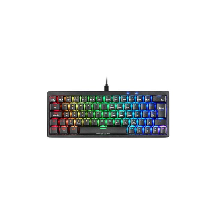 Teclado Mars Gaming Compacto Mkminiprobres Hot-swap Mecanico Switch Marron Rgb Chroma Negro