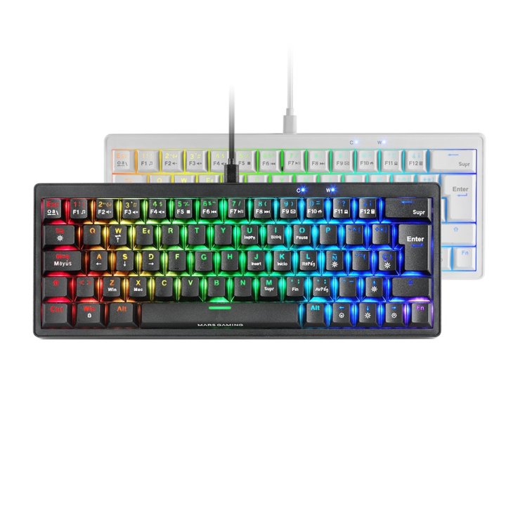 Teclado Mars Gaming Compacto Mkminiprobres Hot-swap Mecanico Switch Marron Rgb Chroma Negro