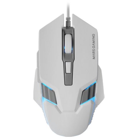 Mouse Mars Gaming Mm024w Rgb Flow 4000 Dpi Ajustable 6 Botones Mecanicos Huano Color Blanco