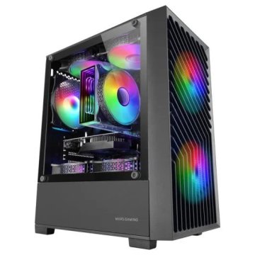 Caja Microatx Gaming Mars Gaming Mcvortex Cristal Templado Frontal Mesh Gpu 273mm 1x3.5 2x2.5 Negrofrgb 2