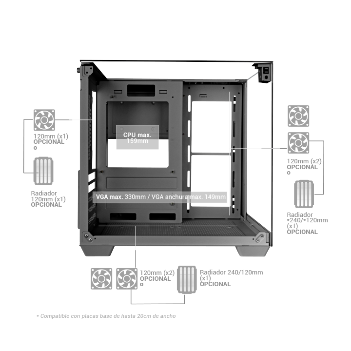 Caja Microatx Gaming Mars Gaming Mcvisionmw...