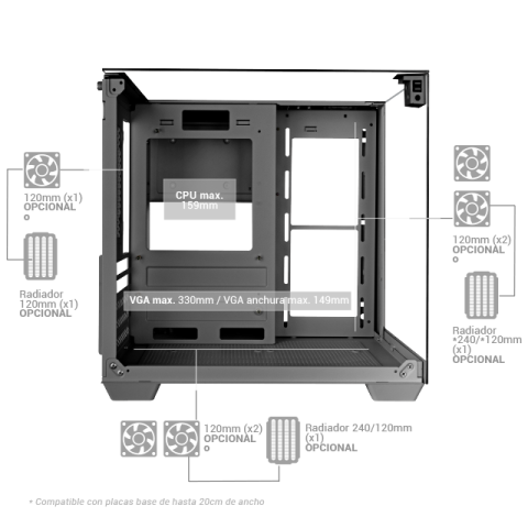 Caja Microatx Gaming Mars Gaming Mcvisionmw...