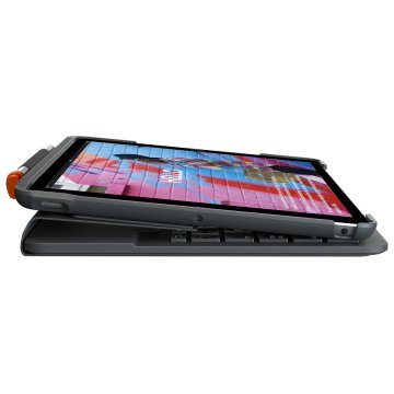 Teclado Bluetooth Funda Logitech Slim Folio Para Ipad 7 8 9  Gen Color Gris