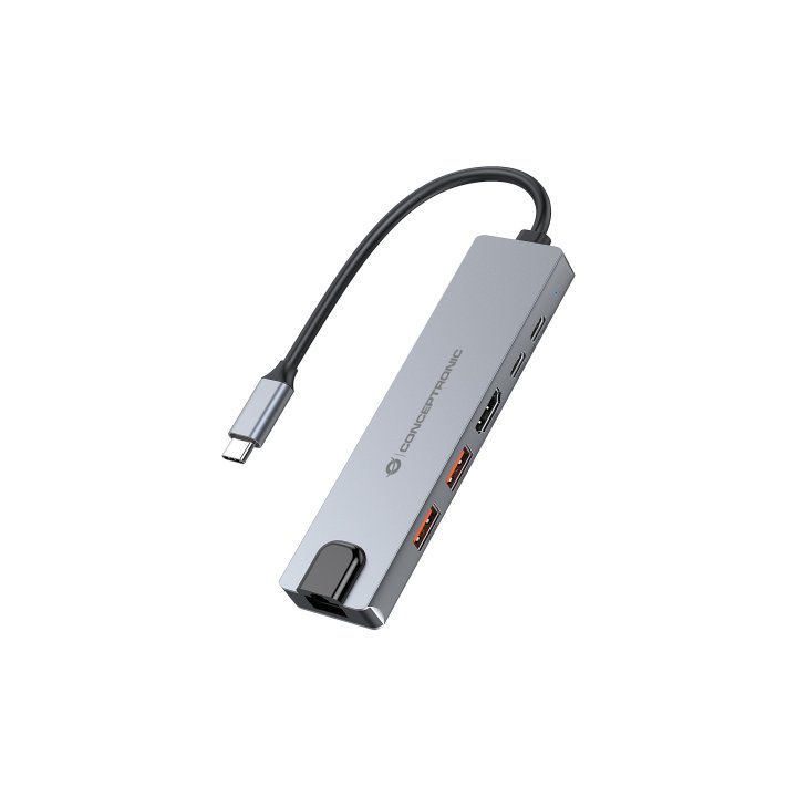 Docking Usb-c 6-in-1 Conceptronic 1xhdmi 4k 2xusb-a  3.1 1xusb-c 2xusb-c Pd140w 1xrj45 Giga