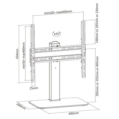(km0) Soporte De Mesa Con Base Equip 650611 Para 1 Pantalla 32" - 55" Rotacion 35 Max. Vesa 400x400 Hasta 40kgs Cash30