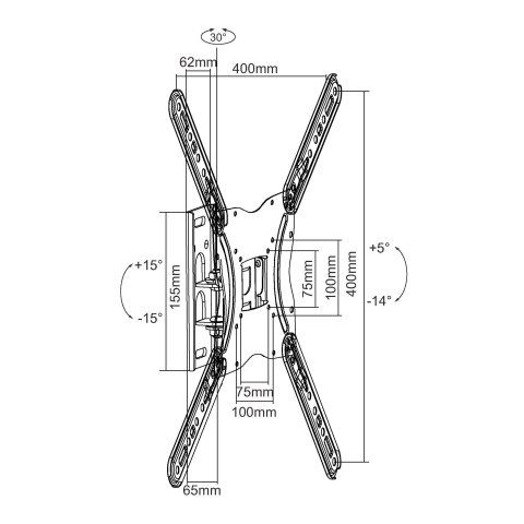 (km0) Soporte De Pared Orientable Equip Para Pantalla De 13" - 55" Inclinable -14âº +5âº Max 30kgs Vesa Max 400x400 Cash30