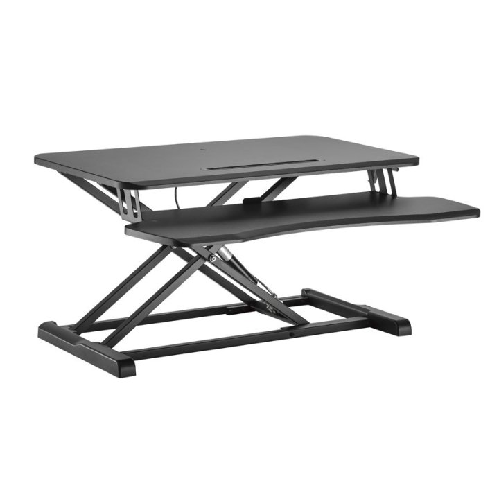 (km0) Stand De Sobremesa Ergonomico Equip 650840 Para Pc   Pantalla Y Teclado Altura Ajustable Cash30