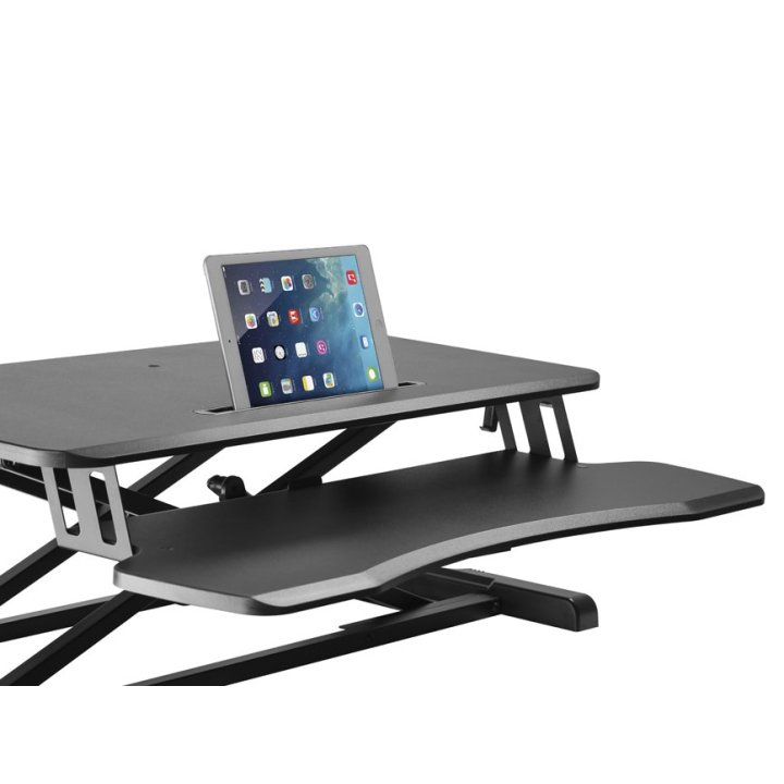 (km0) Stand De Sobremesa Ergonomico Equip 650840 Para Pc   Pantalla Y Teclado Altura Ajustable Cash30
