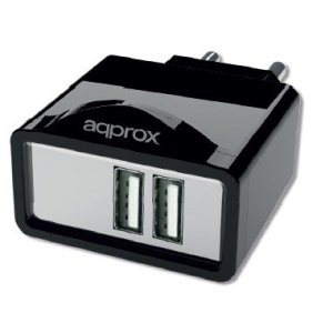 Cargador De Pared Approx Para Red Domestica Dos Usb 5v 2.1a Color Negro Incorpora 7 Tips - Oferta_moving