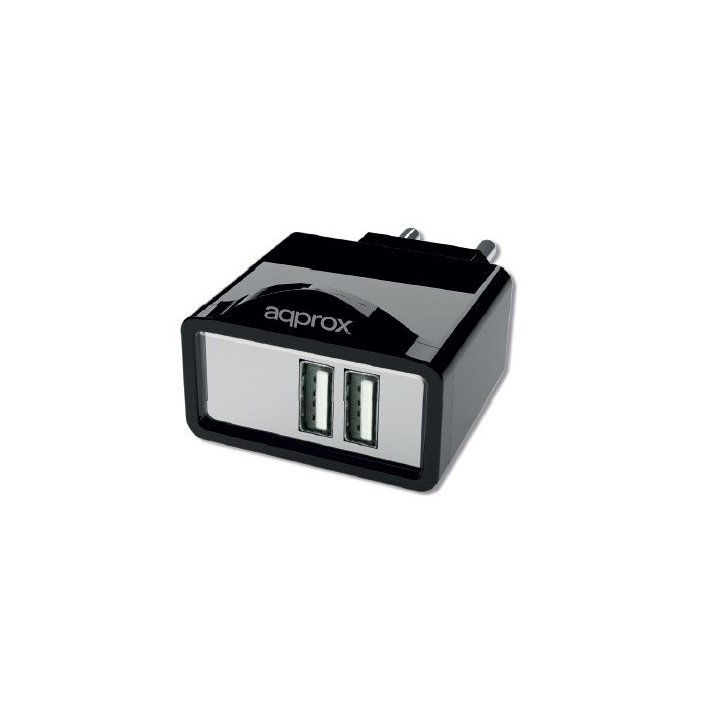 Cargador De Pared Approx Para Red Domestica Dos Usb 5v 2.1a Color Negro Incorpora 7 Tips - Oferta_moving