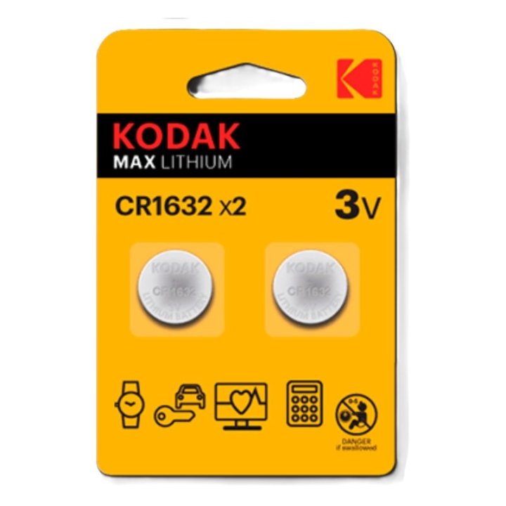 Pilas Cr1632 Kodak Boton Litio 3v Pack 2 Unidades (ecotasa Incl)