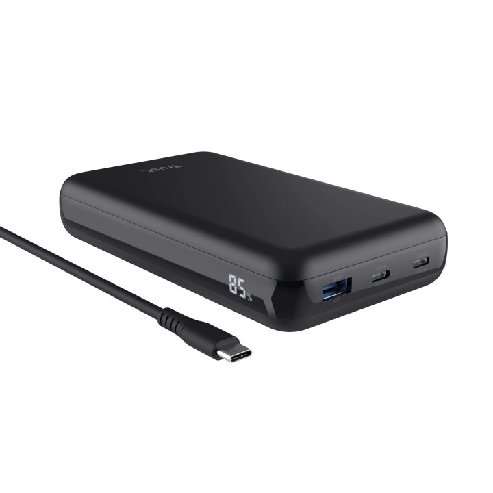 Bateria Externa Trust Laro 100w 20000mah -1 Usb-a Y 2 Usb-c Para Portatil Negro