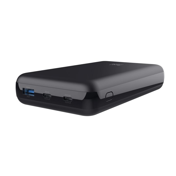 Bateria Externa Trust Laro 100w 20000mah -1 Usb-a Y 2 Usb-c Para Portatil Negro