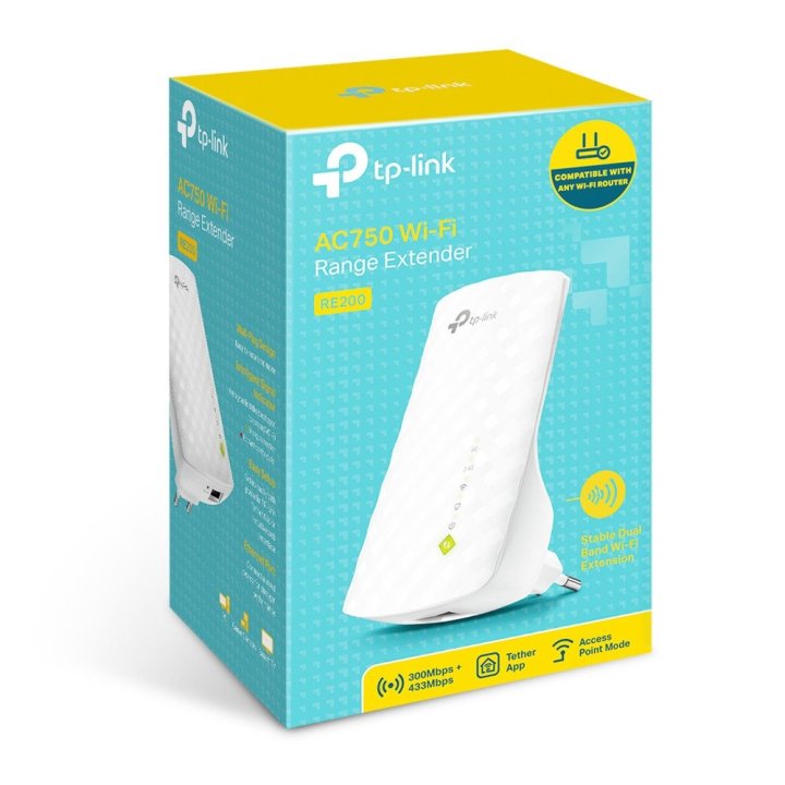 Range Extender Dualband Tp-link Re200 Ac750 300mb En 2,4ghz Y433mb En 5ghz Antenas Internas