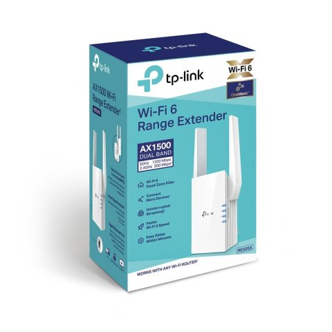 Range Extender Mesh Wi-fi 6 Tp-link Re505x Dualband 300mbps 2.4ghz +1200mbps 5ghz 1p Gigabit 2 Ant