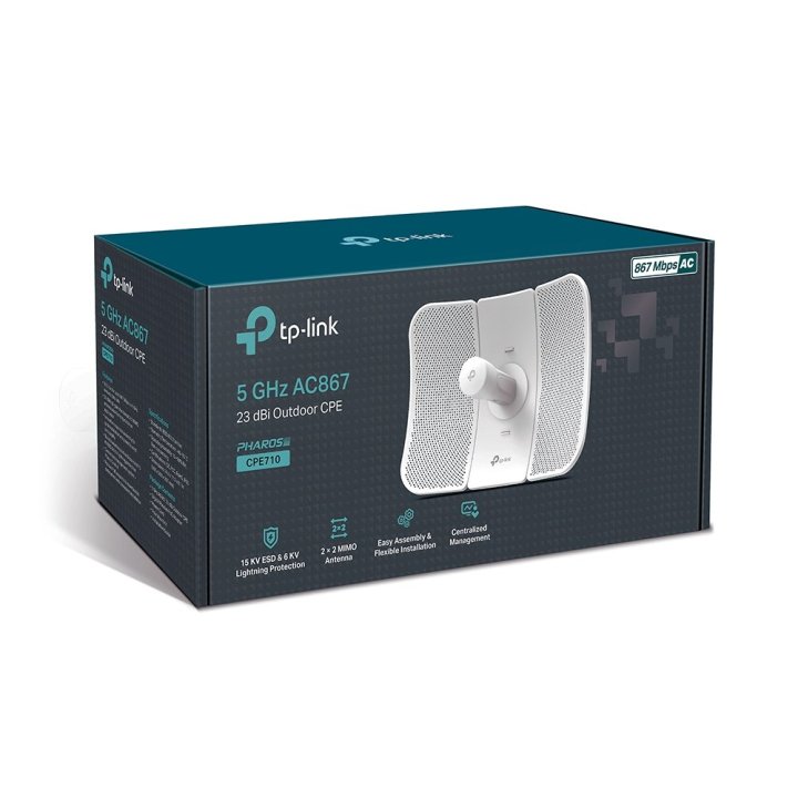 Punto De Acceso Wifi Tp-link Cpe710 Alta Potencia Exterior 5ghz Antena Direccional 23dbi Poe Pasivo Ip65 Sistema De Gestion C