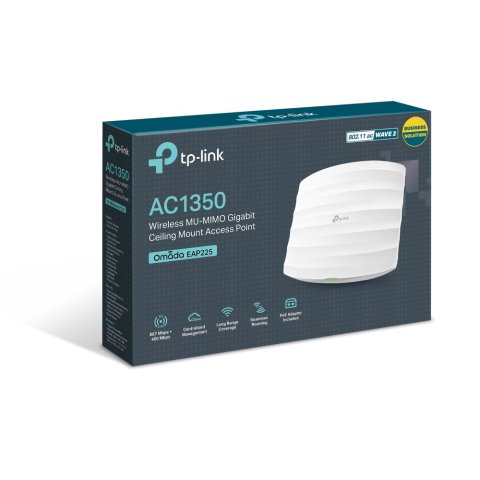 Punto De Acceso Interior Wifi Tp-link Eap225 Ac1350 450mb En 2,4ghz Y 867mb En 5ghz 1xpto Giga Montaje En Techo Y Pared Poe P