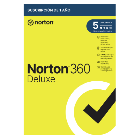 Norton 360 Deluxe 50gb Es 1 User 5 Device 12mo Box