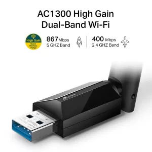 Usb Wifi Dualband Tp-link Archer T3u Plus Antena Externa Alta Ganancia Wifi Ac1300 400mb En 2,4ghz Y 867mb En 5ghz Usb3.0 2