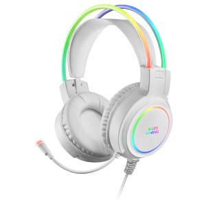 Headset Mars Gaming Mhrgb White Jack 3.5mm Iluminacion 360º Chroma Sonido Ultra-bass 3d Micro Abatible Con Cancelacion De Rui