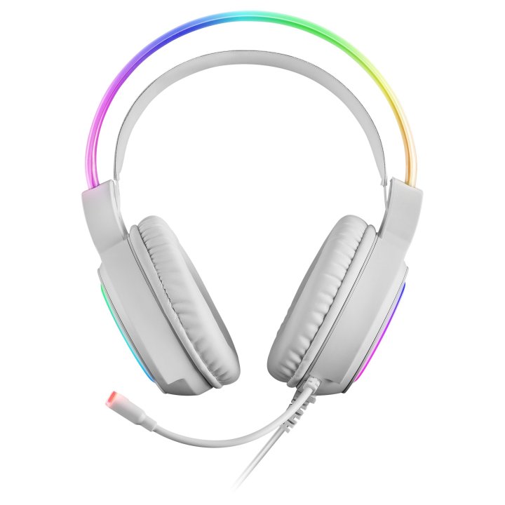 Headset Mars Gaming Mhrgb White Jack 3.5mm Iluminacion 360º Chroma Sonido Ultra-bass 3d Micro Abatible Con Cancelacion De Rui