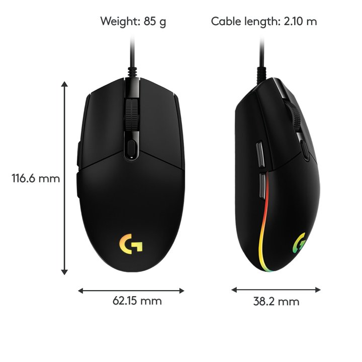 Mouse Logitech G203 Lightsync Rgb 8000dpi 6 Botones Color Negro