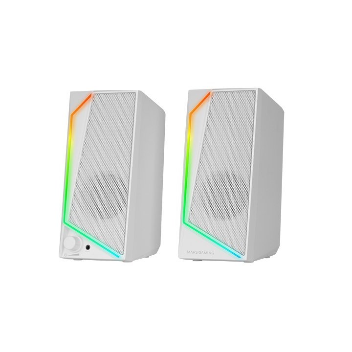 Altavoces 2.0 Mars Gaming Ms72w White 15w Jack 3.5mm Iluminacion Rgb Control De Volumen Entrada Jack