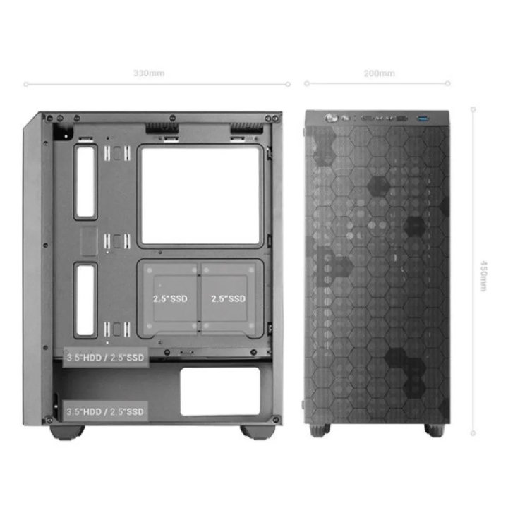 Caja Atx Mars Gaming Mcq3 Negra Lateral Cristal...
