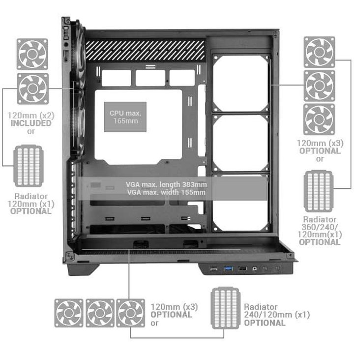 Caja Atx Semitorre Gaming Mars Gaming Mc3gf...