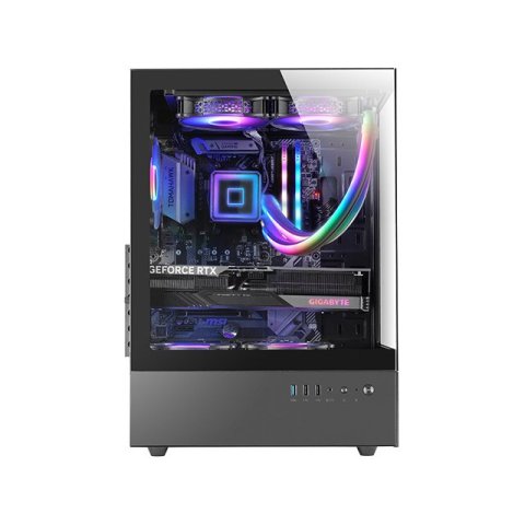 Caja Atx Semitorre Gaming Mars Gaming Mcxo Doble Cristal Templado Argb Gpu 328mm 1x3.5 3x2.5 Negro