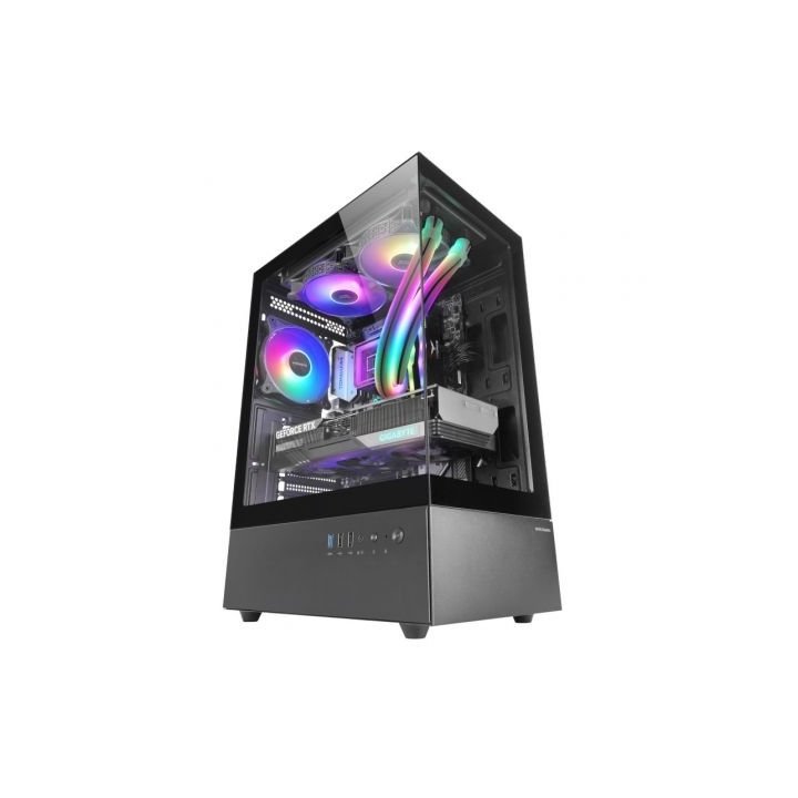 Caja Atx Mars Gaming Mcxo Doble Cristal Templado Argb Gpu 328mm 1x3.5 3x2.5 Negro