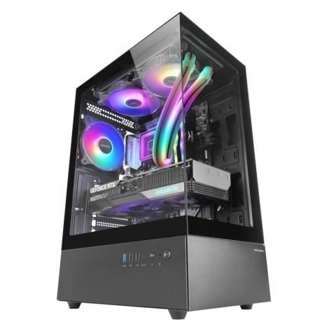 Caja Atx Mars Gaming Mcxo Doble Cristal Templado Argb Gpu 328mm 1x3.5 3x2.5 Negro