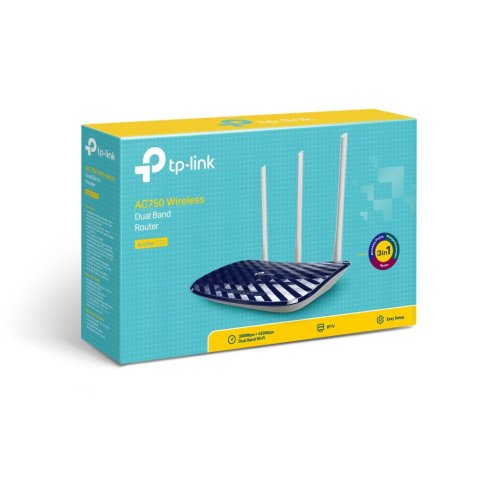 Router Wifi Dualband Tp-link Archer C20 Ac750 300mb En 2,4ghz Y 433mb En 5ghz 4p Ethernet 2 Antenas Fijas