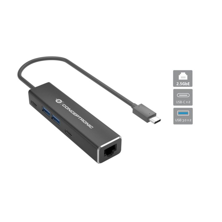 Adaptador Usb-c A Red 2.5gb Rj45 Conceptronic Con Hub Usb 3.2 2 Usc-c 2p Usb-a G