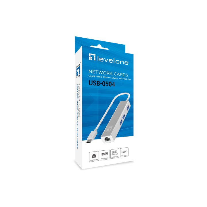 Adaptador Usb-c A Gigabit Ethernet Rj45 Level One Con Hub Usb 3.0 3 Puertos