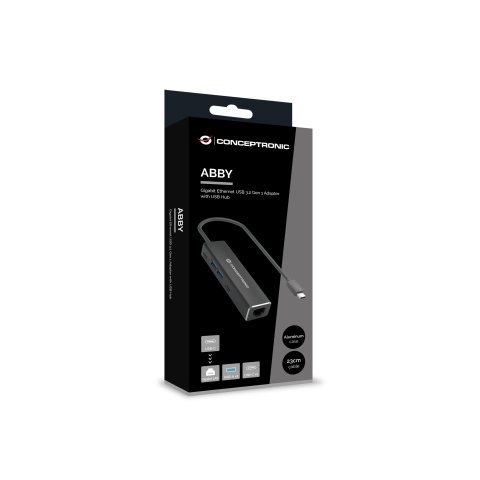 Adaptador De Red Usb-c A Gigabit Ethernet Rj45 Conceptronic Con Hub Usb 3.2 2 Usc-c 2p Usb-a