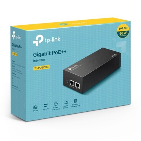 Poe Injector Tp-link Poe170s 2p Gigbit 60w Pasa Datos Y Alimentacion Por El Mismo Cable Hasta 100 Metros Plug And Play